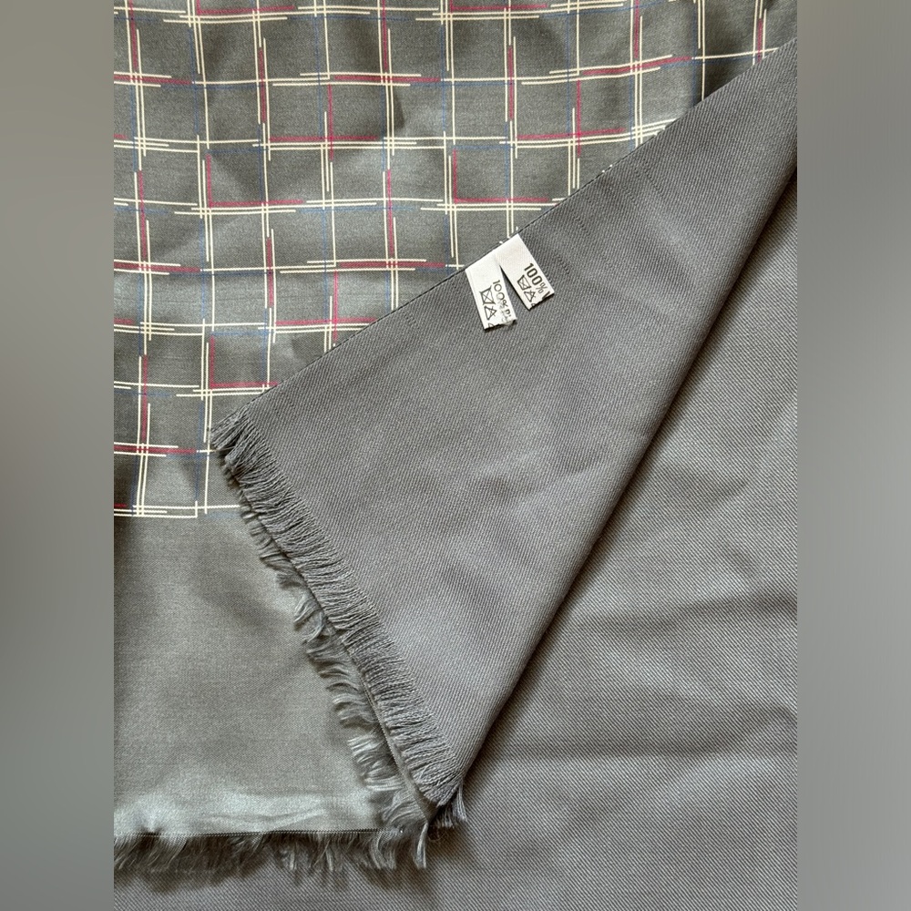 PACO RABANNE Silk & Wool Plaid Print Scarf - Picture 12 of 12